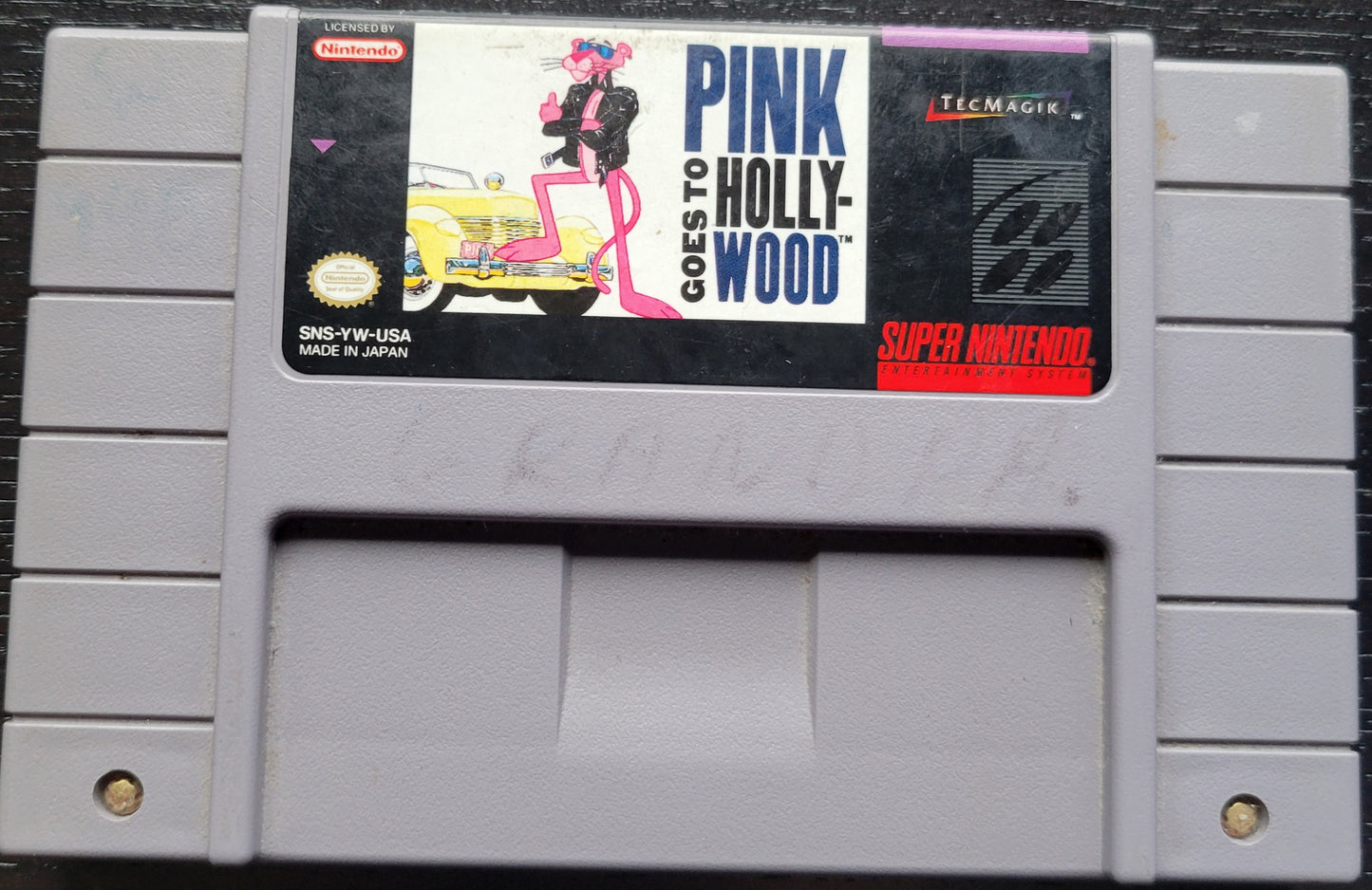 Pink Goes To Hollywood - Authentic SNES - 199 Super Nintendo Ent. System NTSC Cartridge + Protector