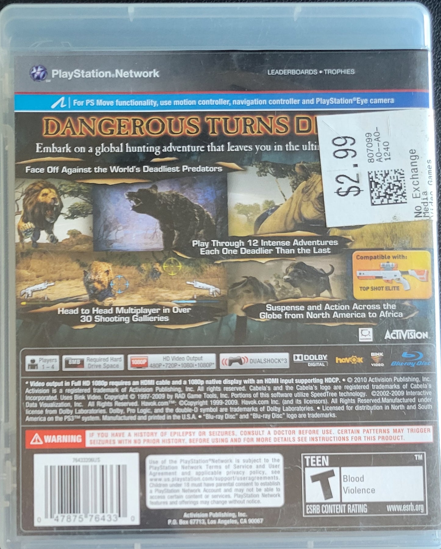 Cabela's Dangerous Hunts 2011 (CIB) – Sony PlayStation 3 PS3 – Great Shape