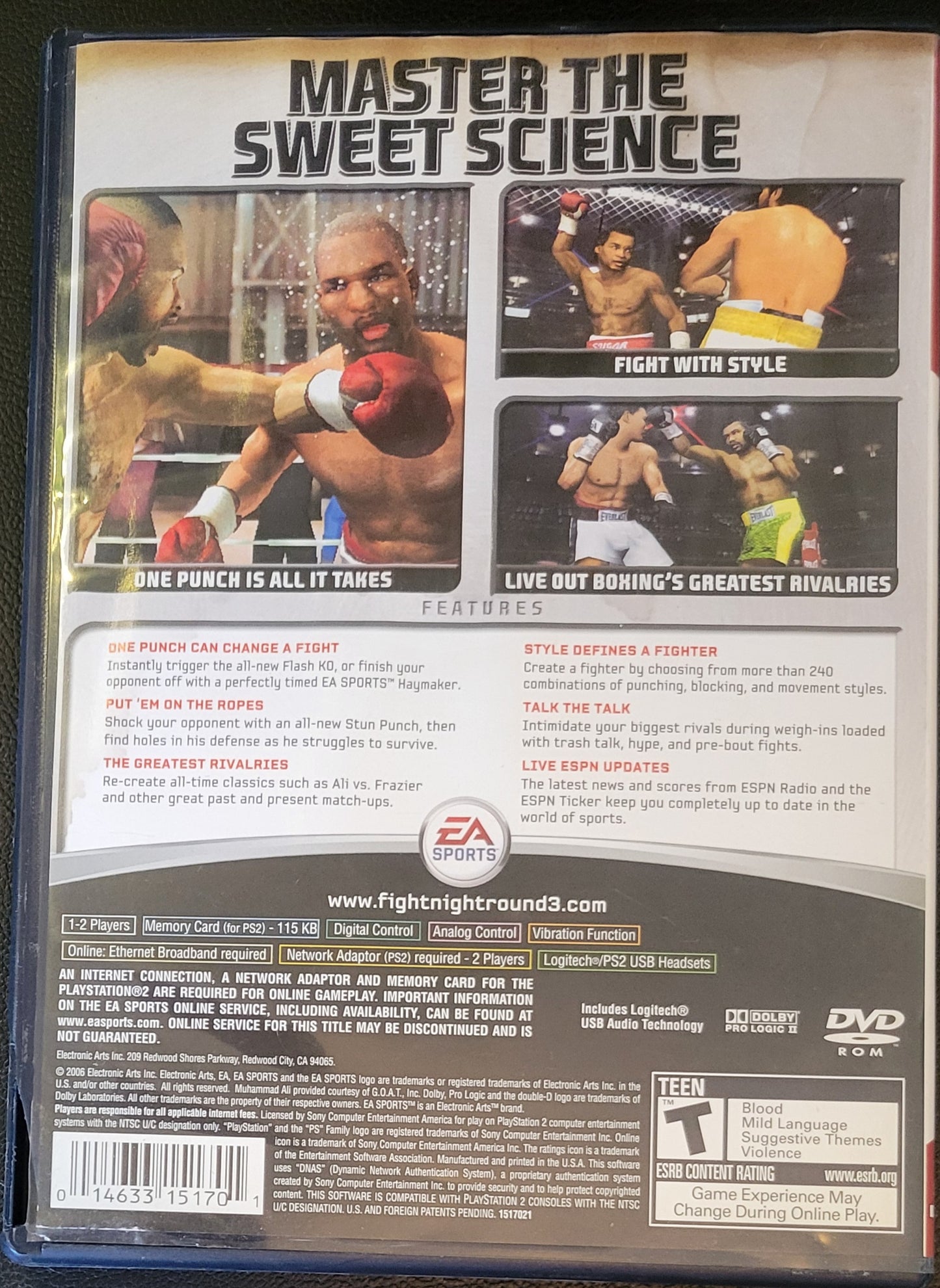 Fight Night Round 3 Greatest Hits - Sony PlayStation 2 PS2 Pre-Owned Tested & Working Great Shape!