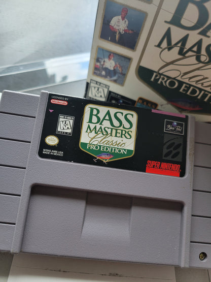 BASS MASTERS CWB Complete With Box - SNES - Super Nintendo Ent. System NTSC Cartridge + Plastic Protector & RARE Poster!