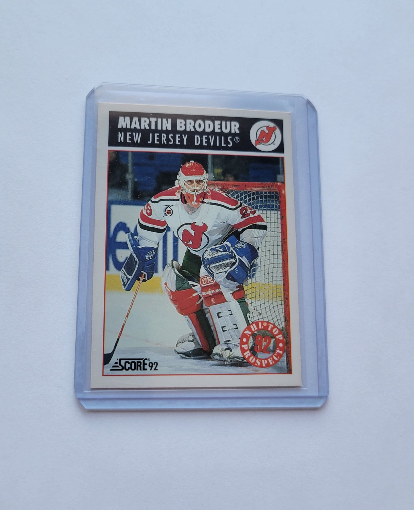 1992 Score MARTIN BRODEUR Rookie NHL Top Prospect Goalie # 480 Great Shape Smoke Free / Pet Free Home Soft + Top Loader Protection Included