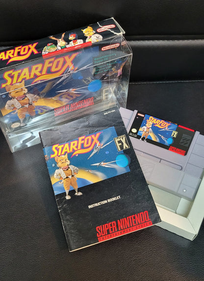 STARFOX Authentic CIB Box + Manual - SNES - Super Nintendo Ent. System NTSC Cartridge Includes Platic Protector GREAT SHAPE