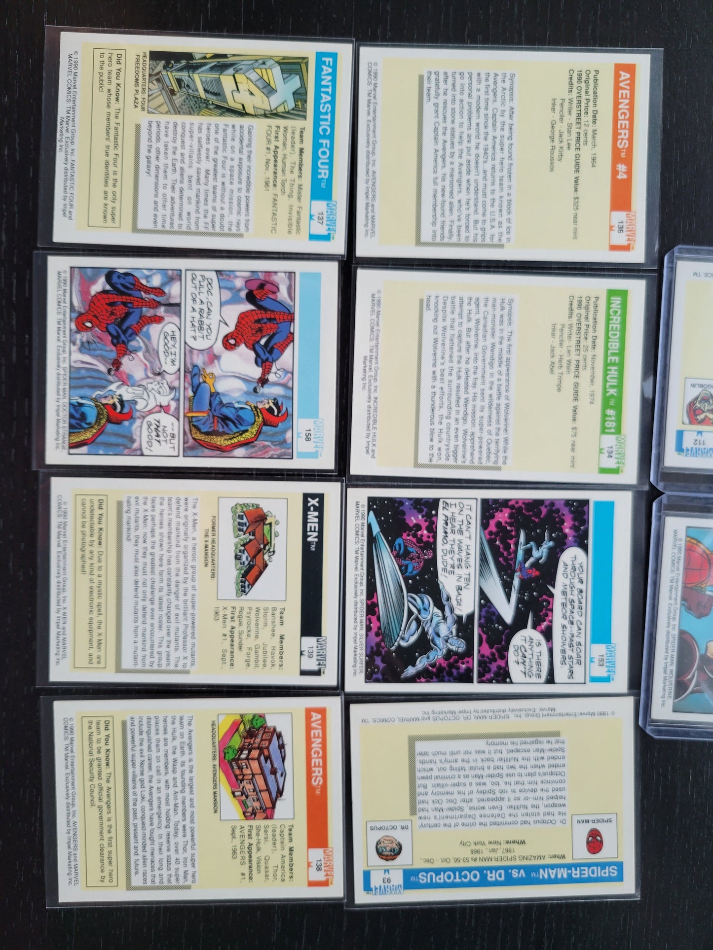 1st EDITION Marvel Cards By Stan Lee 1990 Extremely Rare Base Set Unique Titles! Absolutely Mint Condition Worth Grading AUTHENTIC 10 Sets