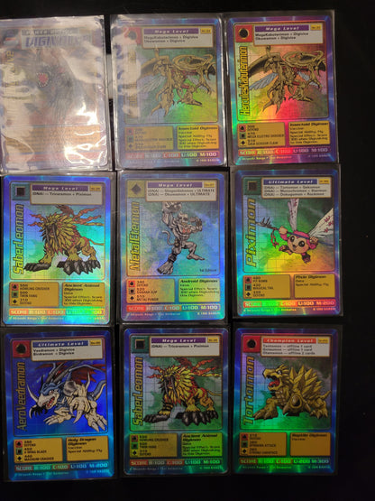 1999 Lot Of 9 HOLO BANDAI: DIGIMON Including One 1st Edition Holographic Trading Cards