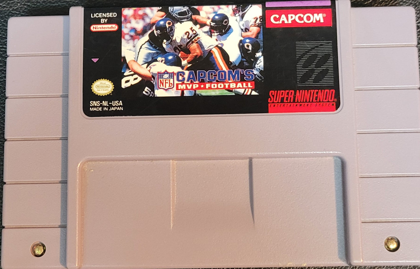 Authentic Capcom's MVP Football SNES - Super Nintendo Entertainment System Classic Arcade Game Great Original Condition Plus Plastic Protector