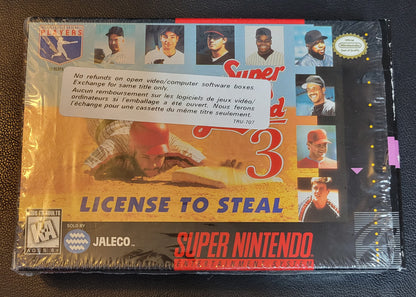 Super Bases Loaded 3: License to Steal (SNES) FACTORY PLASTIC (CIB) - Pristine Condition - NTSC Cartridge + Protector