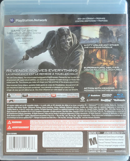 Dishonored (CIB) – Sony PlayStation 3 PS3 – Clean Disc