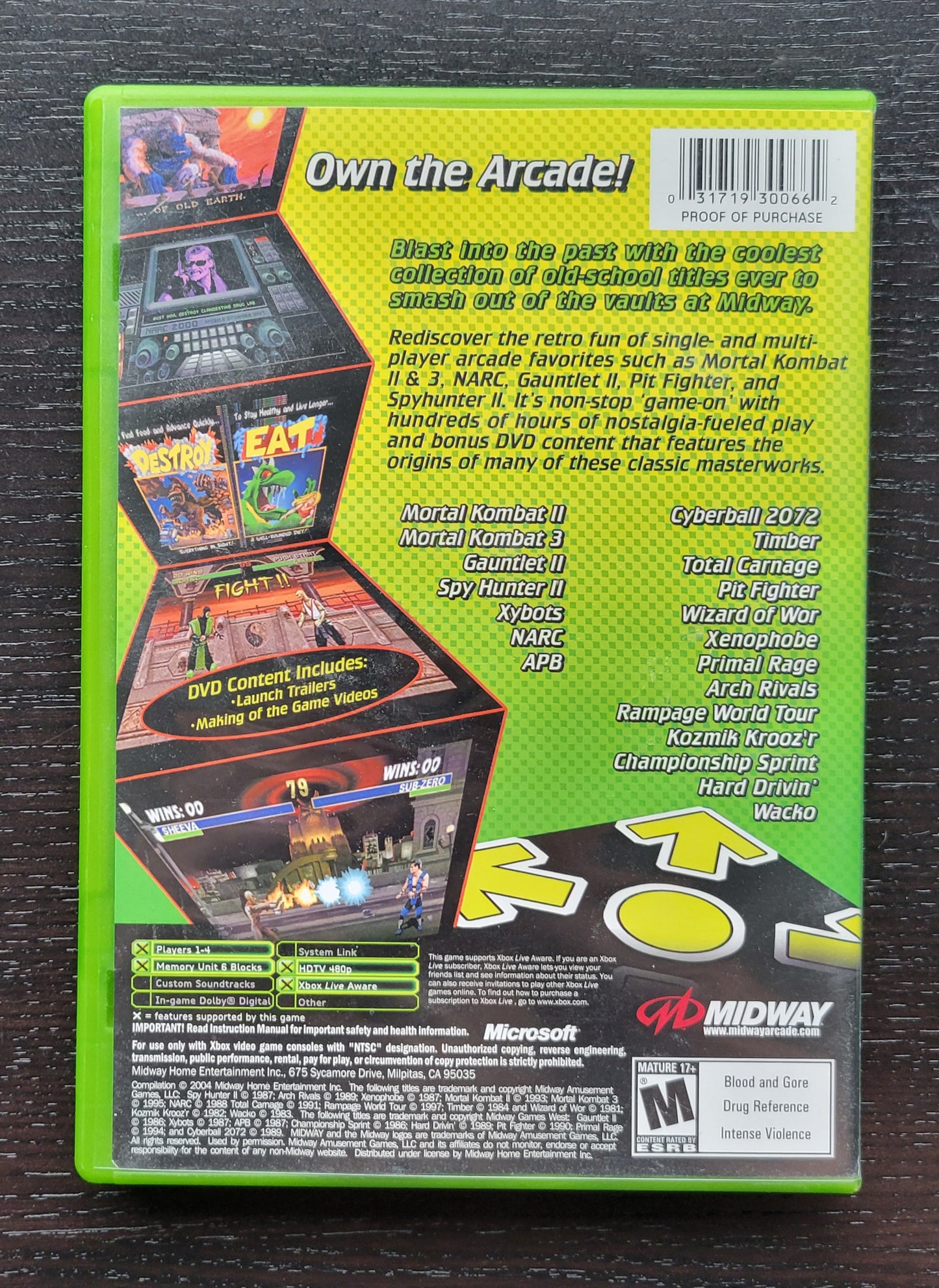 Midway Arcade Treasures 2 Microsoft XBOX - Pre-Owned Great Shape! 20 Arcade Games In One