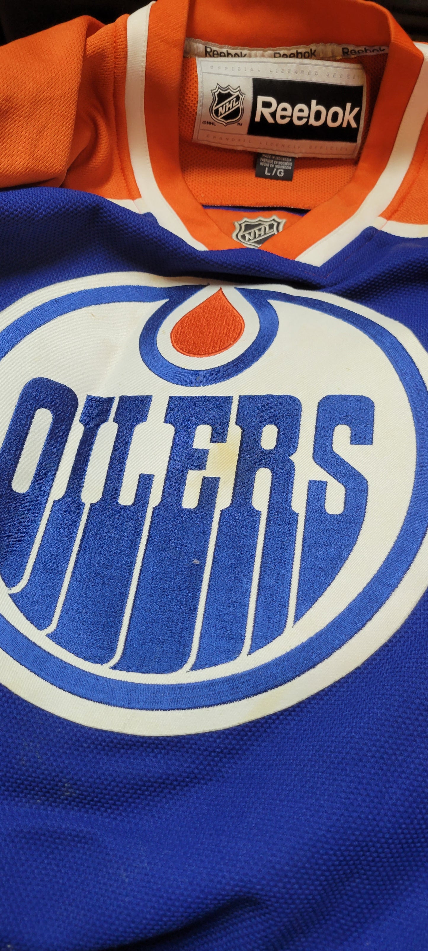 Vintage 1984 Edmonton Oilers Royal Blue Home Jersey Size XL Pre - Owned Condition Great Shape