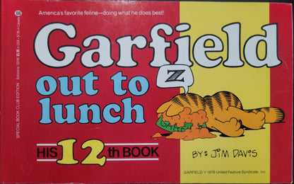 1st EDITION 1980s GARFIELD Book Club Edition: 12th Softcover Book! "Garfield Out To Lunch"