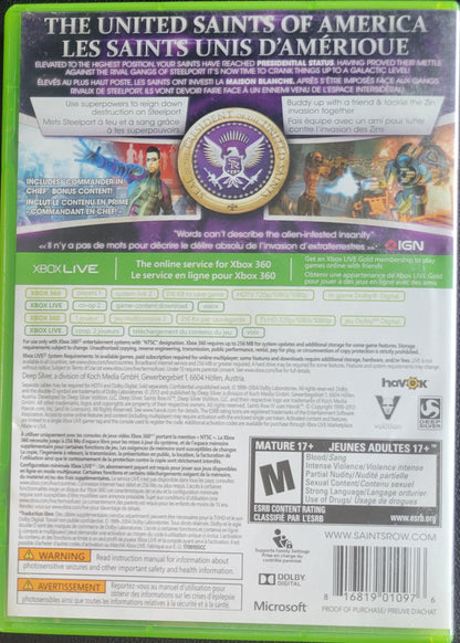Saints Row IV Commander In Chief EDITION - (CIB) - Microsoft XBOX 360 - Pre-Owned Like New CLEAN DISC