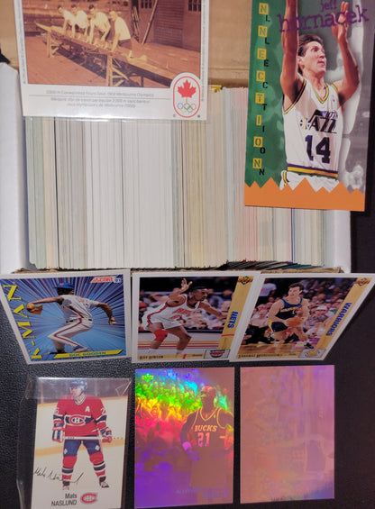 Assorted 91 92 UD Basketball Mlb & Hockey Cards Unopened 15 Years 200 To 400 Cards In Mint Condition All Rarities Remain (If Any) Great Gift