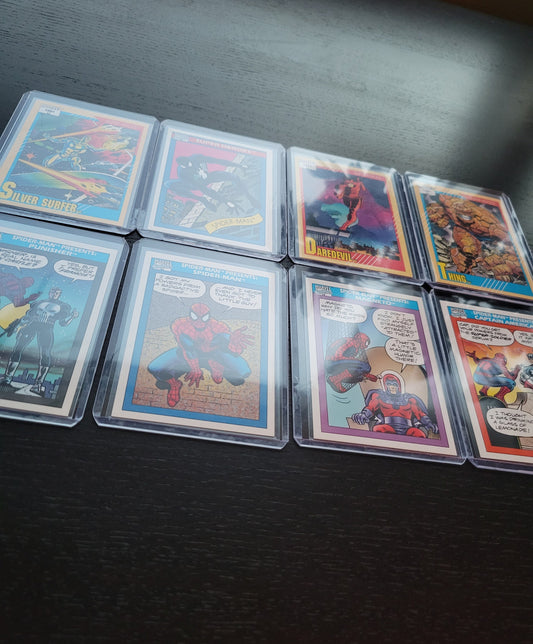 1st EDITION Marvel Cards 90 91 Only Super Rare Base Set Spider-Man Captain America Punisher Silver Surfer First Time Ever Seen On Cards!