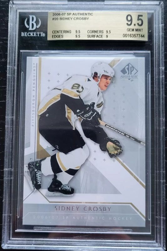 2006-07 SP AUTHENTIC SIDNEY CROSBY BASE SET #20 GRADED BECKETT BGS 9.5 PENGUINS