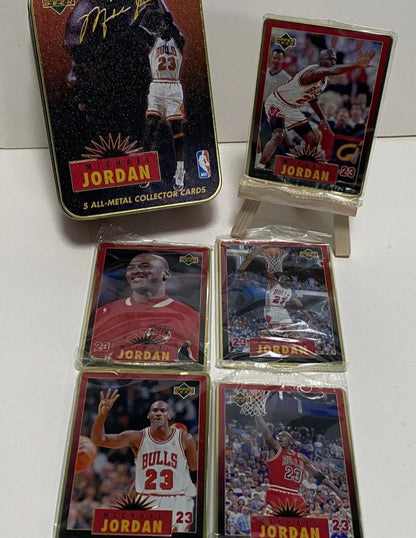 Michael Jordan 23 NBA Bulls 5 All-Metal Collector Card 1996 Upper Deck Tin w/Box