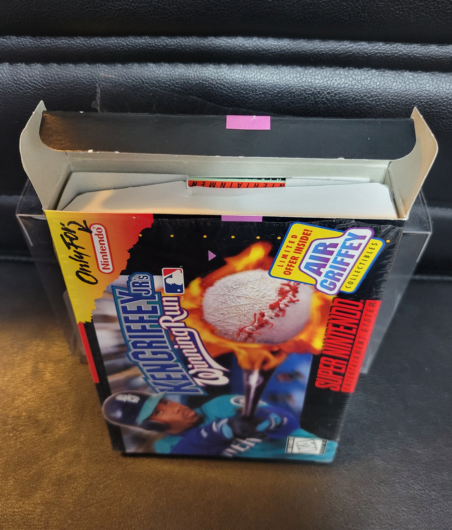 Ken Griffy Jr's Winning Run 1994 (SNES) FACTORY PLASTIC + HANG TAB (REAL CIB) - Pristine Condition - NTSC Cartridge + Protector