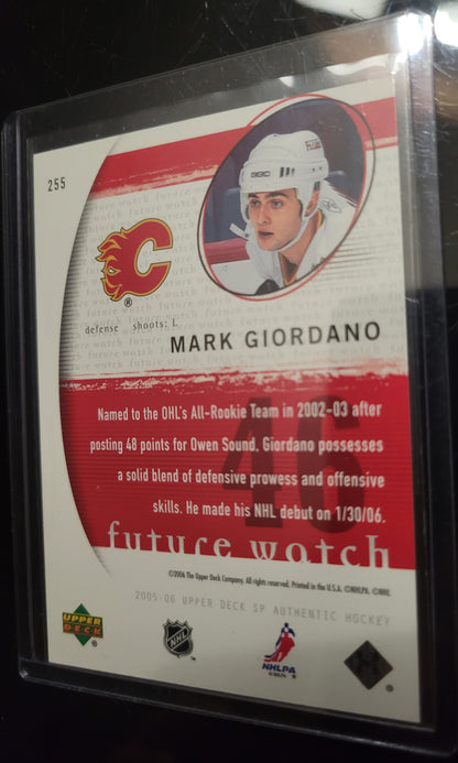 2005 - 06 Mark Giordano FUTURE WATCH 445/1999 UD Upper Deck NHL Hockey Card Great Shape Soft + Top Loader Since New Smoke Pet Free Home Great Collector's