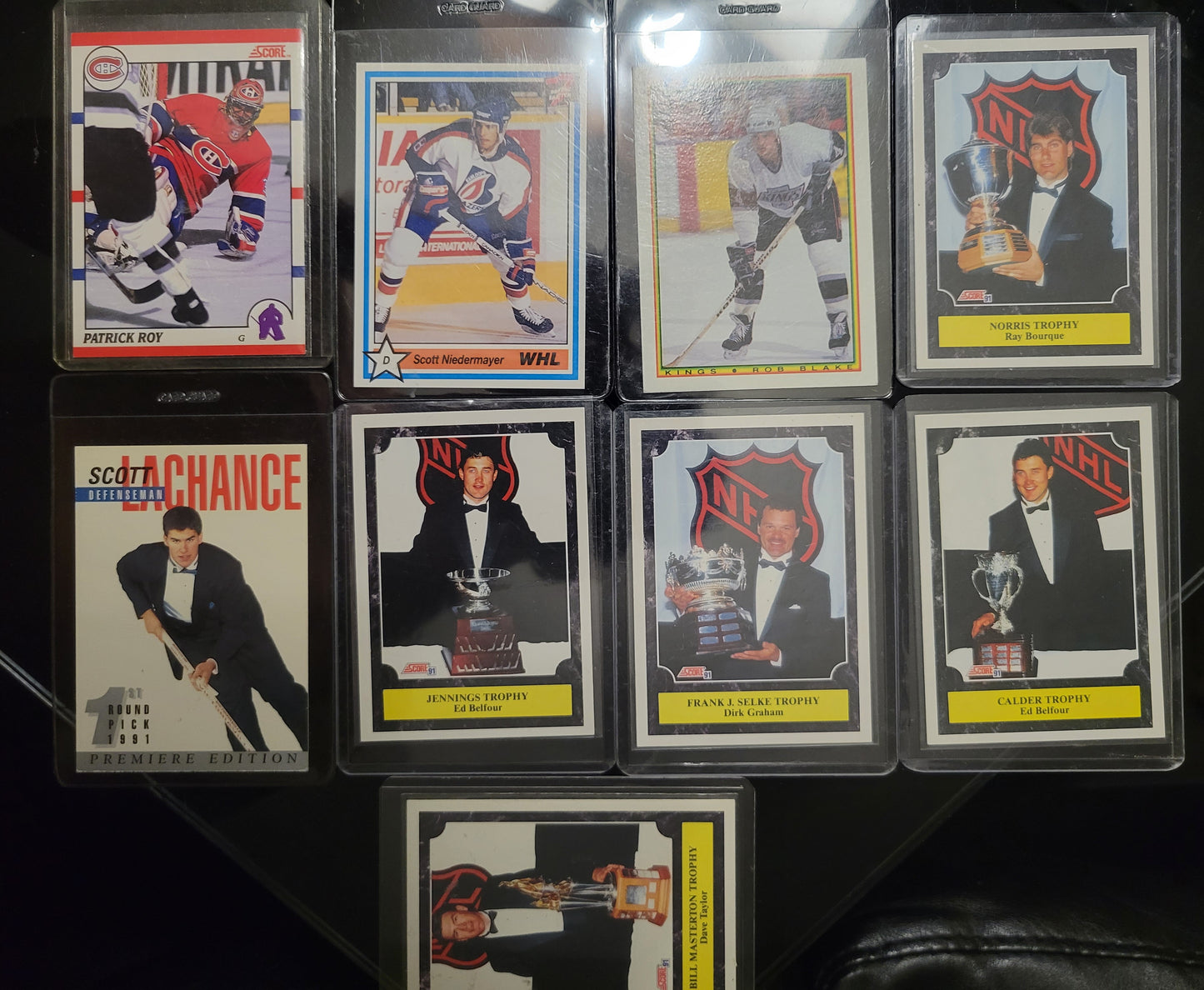 Lot Of 9 BIG NAMES Near Mint Condition 1990's NHL HOCKEY Cards CHECK OUT PHOTOS Scott Niedermayer Patrick Roy!