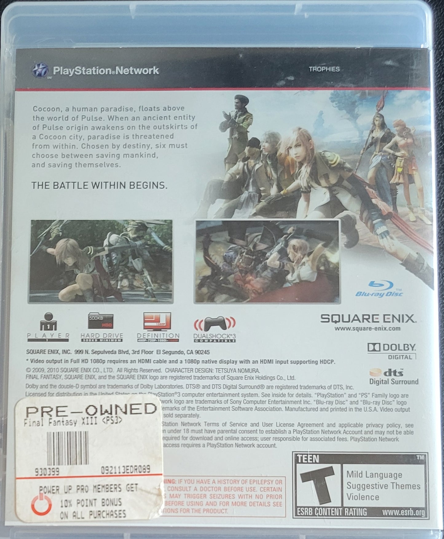 Final Fantasy XIII (CIB) – Sony PlayStation 3 PS3 – Great Shape