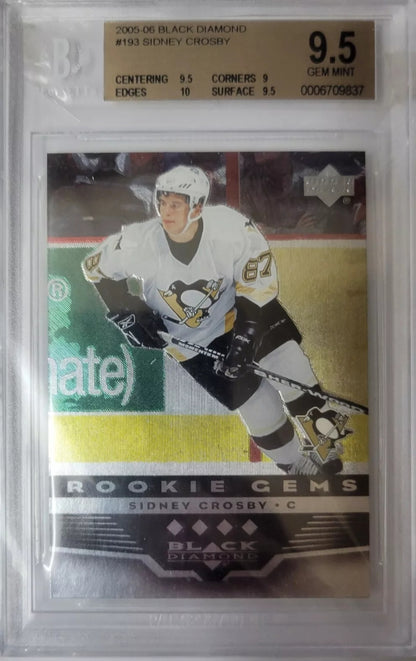 2005 06' Sidney Crosby GEM MINT ROOKIE Upper Deck Black Diamond  Bgs 9.5 Rc 193