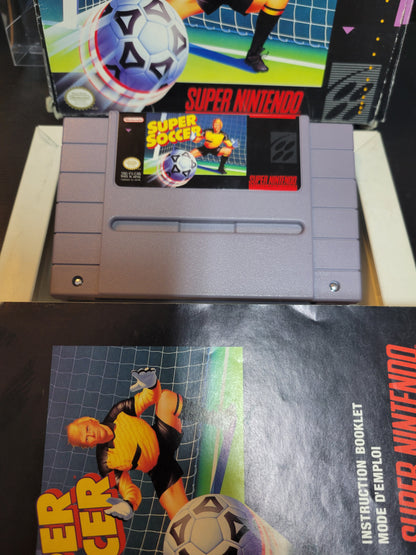 SUPER SOCCER (SNES) - Super Nintendo Ent. 1993 Great Condition - CWB Box + Manual + Protector