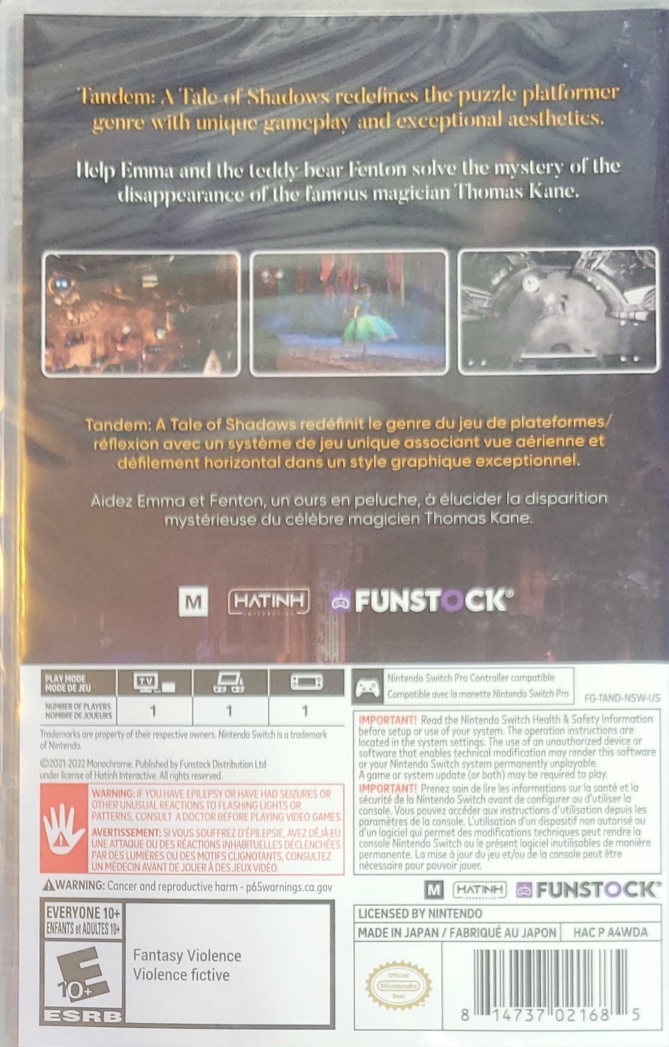 Tandem: A Tale of Shadows – FACTORY SEALED – Nintendo Switch + Plastic Protection Sleeve