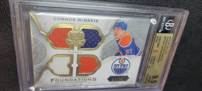 11/75!! ROOKIE QUAD PATCH 2015 2016 CONNOR MCDAVID CF-CM THE CUP FOUNDATIONS LOW POP 2 9.5 GEM MINT!