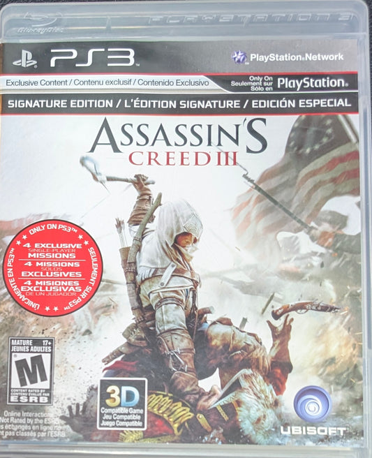 Assassin's Creed 3 – Sony PlayStation 3 Signature Edition CIB | RE-Sealed | Includes Bonus Content | Excellent Condition