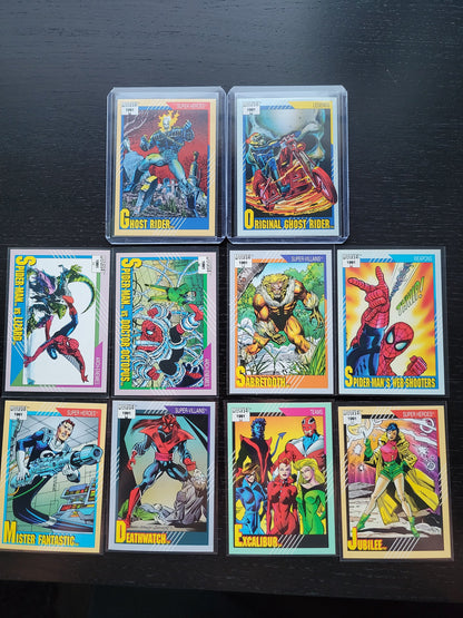 Impel Marvel 1991 Trading Card Set OG Ghost Rider Special 2nd Appearance Of Marvel Super Heros Ever On Cards! 10 Authentic Pieces