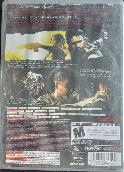 Resident Evil 5 Platinum Hits - (CIB) - Microsoft XBOX 360 - Pre-Owned Like New CLEAN DISC