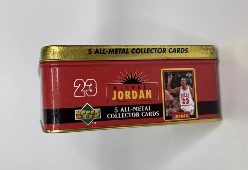 Michael Jordan 23 NBA Bulls 5 All-Metal Collector Card 1996 Upper Deck Tin w/Box