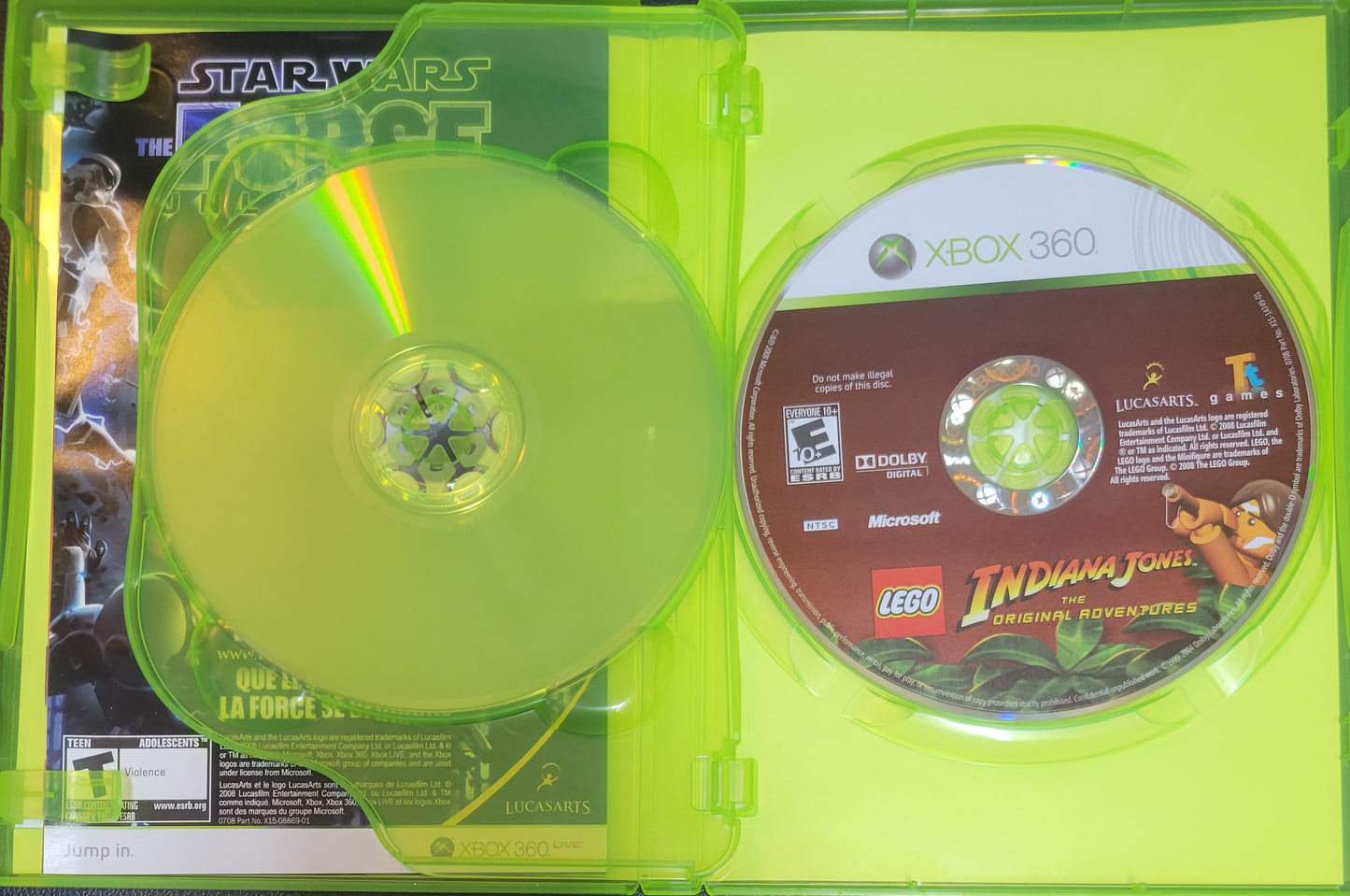 Indiana Jones & Kung Fu Panda – Microsoft XBOX 360 – CIB Pre-Owned Great Shape Tested &amp; Working (2008)
