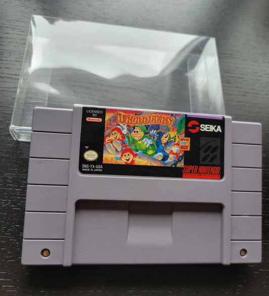 TRODDLERS Authentic - SNES - Super Nintendo Ent. System NTSC Cartridge + Protector