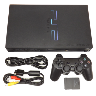 PlayStation 2 PS2 Fat (Black) + 1 Controller & Hook-Up Cords – Various Conditions