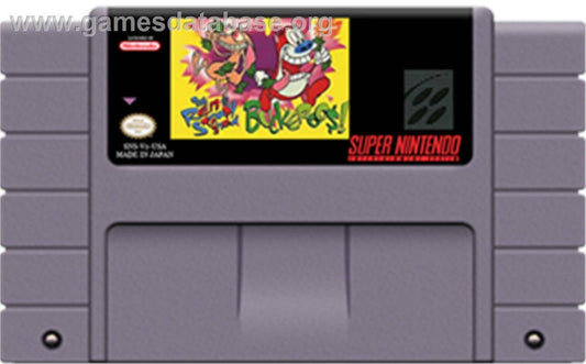 Ren & Stimpy In " Buckeroos " - SNES - Super Nintendo Ent. System 1995 NTSC/PAL Cartridge