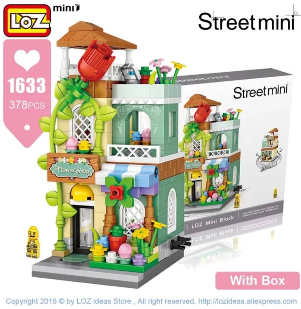 Loz Street Mini Building Blocks Collect Them All & Build Design Your Own City! Great Christmas Gifts Amazing Value - Flower Toy Candy Shop