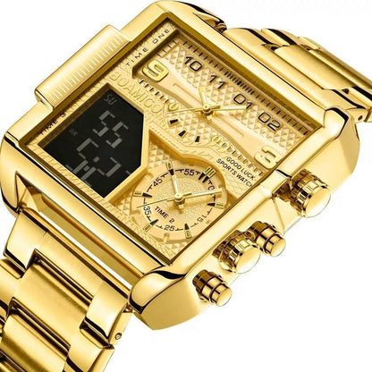 2022 Multi Function Men's Watch 3 Time Zone Timer Calander Green Light Gift Box Included A+ Christmas | Brithday |Anniversary | Gift