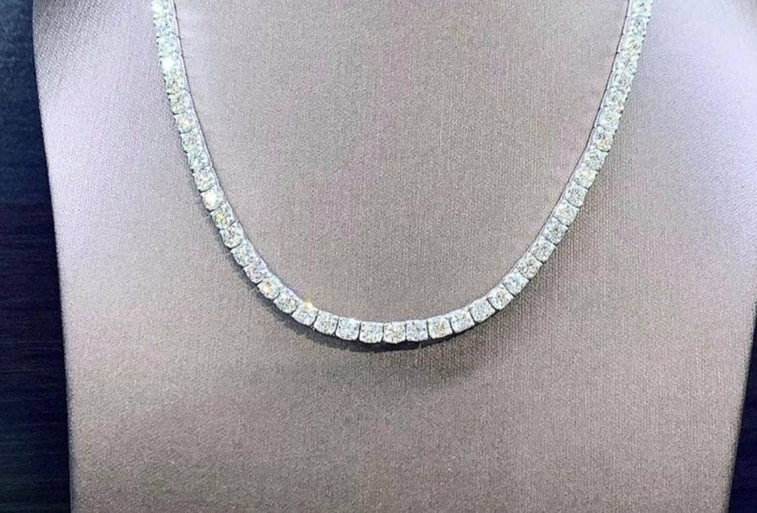 5MM Certified Moissanite Brilliant Cut VVS1 D Clarity Tennis Necklace White - Yellow Gold GRA Certified Will Pass Diamond Test