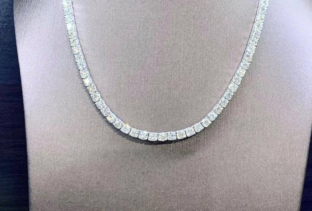 3MM Certified Moissanite Brilliant Cut VVS1 D Clarity Tennis Necklace White - Yellow Gold GRA Certified Will Pass Diamond Test
