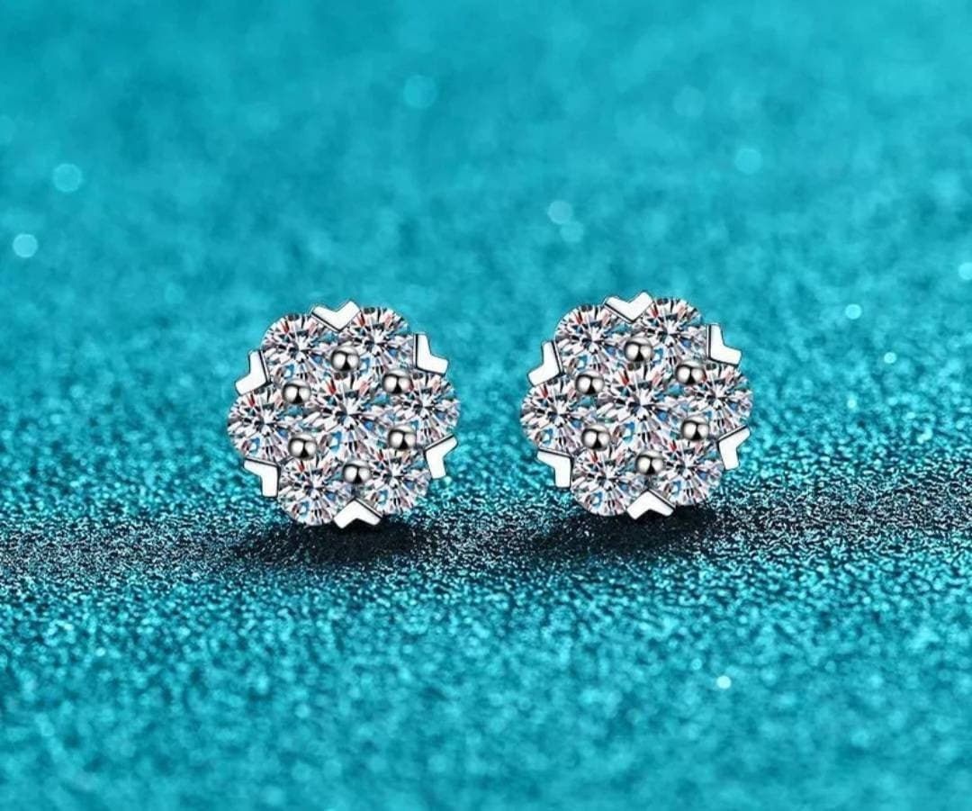 2.5 - 3MM Certified Moissanite Brilliant Cut VVS1 D (Colorless) Moissanite Stud Earrings White Gold GRA Certified Anniversary Snowflake Set