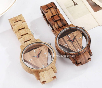 Hand Carved Natural Bamboo 70s Clock Watch Inexpensive Every Purchase Plants A Tree! Made From 100 Percent Renewable Forest Best Quality!