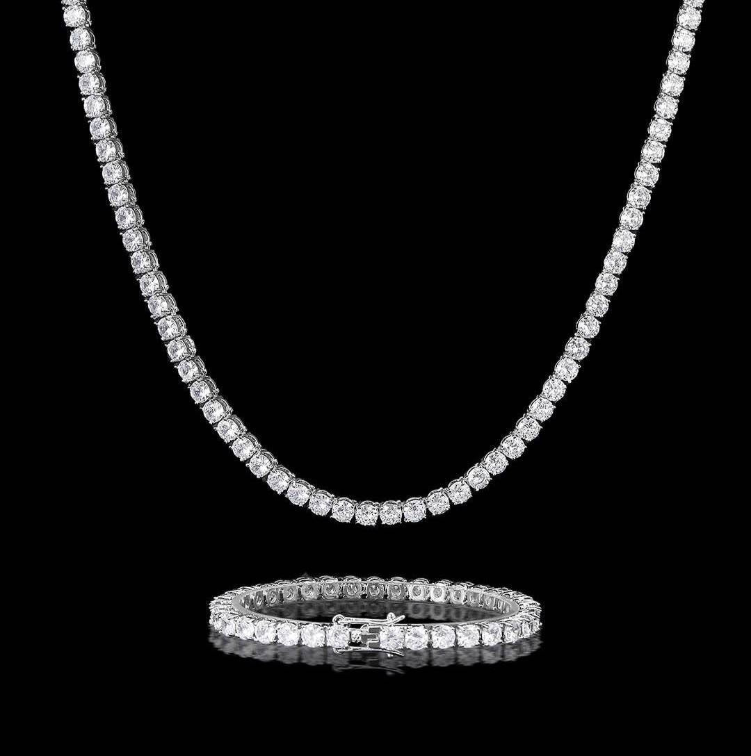 5MM Certified Moissanite Brilliant Cut VVS1 D Clarity Tennis Necklace White - Yellow Gold GRA Certified Will Pass Diamond Test