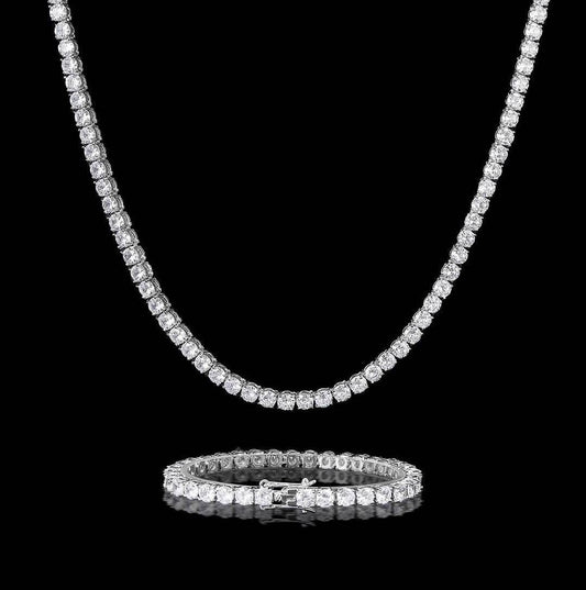 3MM Certified Moissanite Brilliant Cut VVS1 D Clarity Tennis Necklace White - Yellow Gold GRA Certified Will Pass Diamond Test