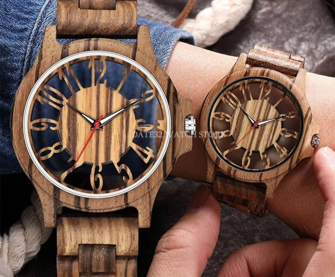 Hand Made Natural Bamboo 70s Clock Watch Inexpensive Every Purchase Plants A Tree! Made From 100 Percent Renewable Forest Best Quality!