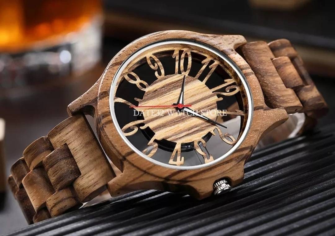 Hand Made Natural Bamboo 70s Clock Watch Inexpensive Every Purchase Plants A Tree! Made From 100 Percent Renewable Forest Best Quality!