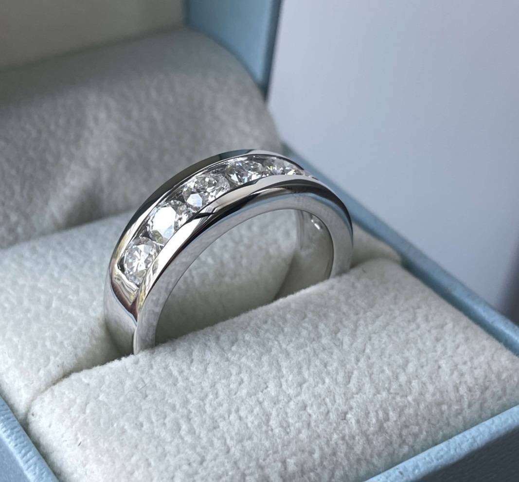 4MM 2.1 CTTW Certified Moissanite Princess Cut VVS1 D Colorless Diamond Ring White Gold (Passes Diamond Test) Best Quality GUARANTEED