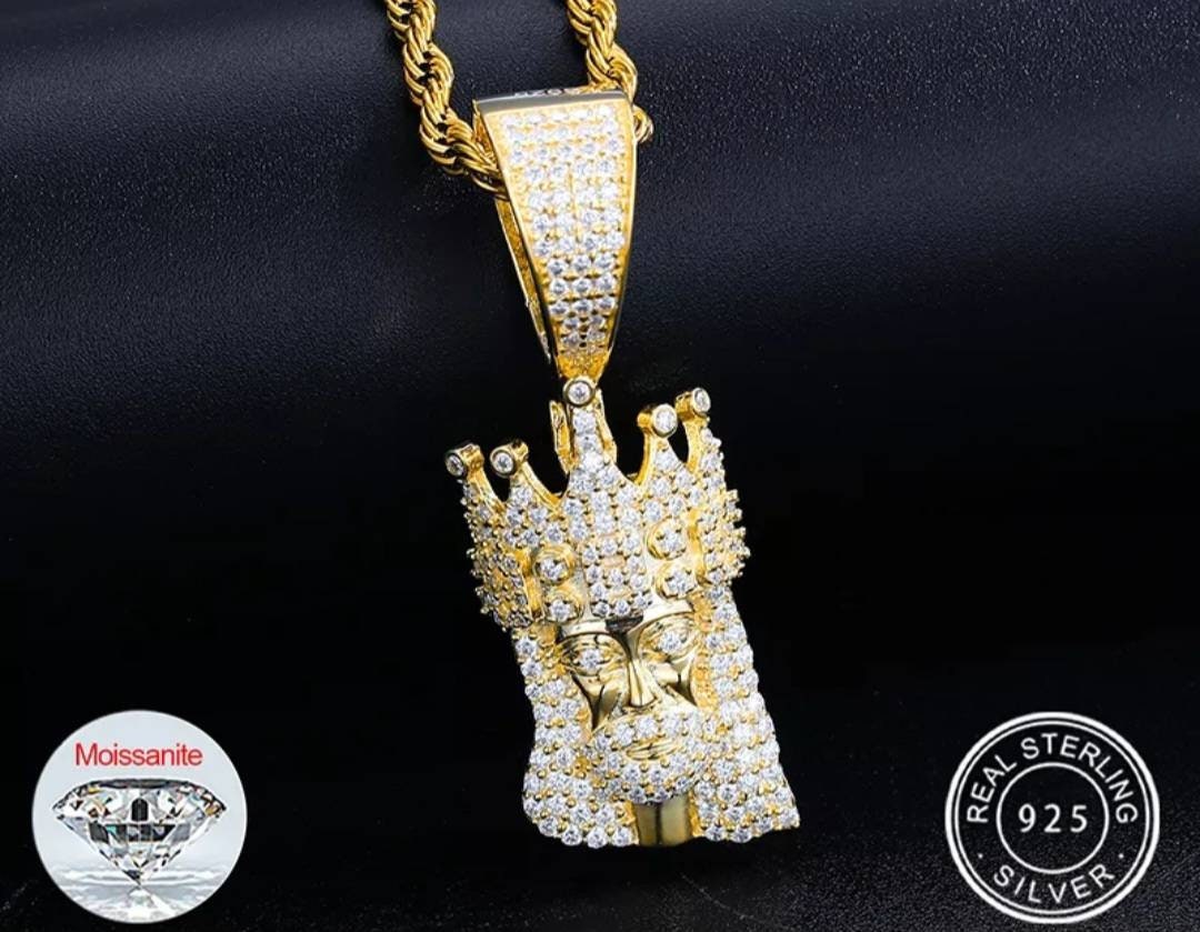 Diamond Jesus Piece Pendant Two-Toned 47MM X 16MM Real Moissanite Stones Set On White/Yellow 925 Sterling Silver  Best Quality Guaranteed!