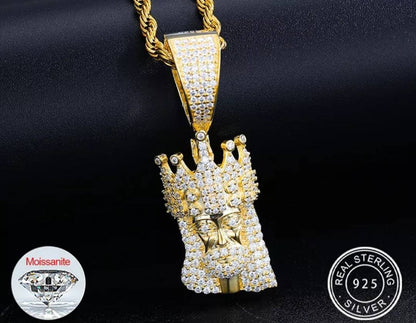 Diamond Jesus Piece Pendant Two-Toned 47MM X 16MM Real Moissanite Stones Set On White/Yellow 925 Sterling Silver  Best Quality Guaranteed!