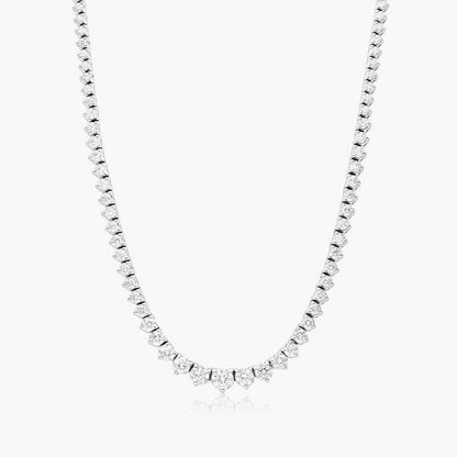 Graduating 3 MM Certified Moissanite Diamond Brilliant Round Cut VVS1 D Tennis Necklace White S925 Gold GRA Certified 14 - 21 Carat