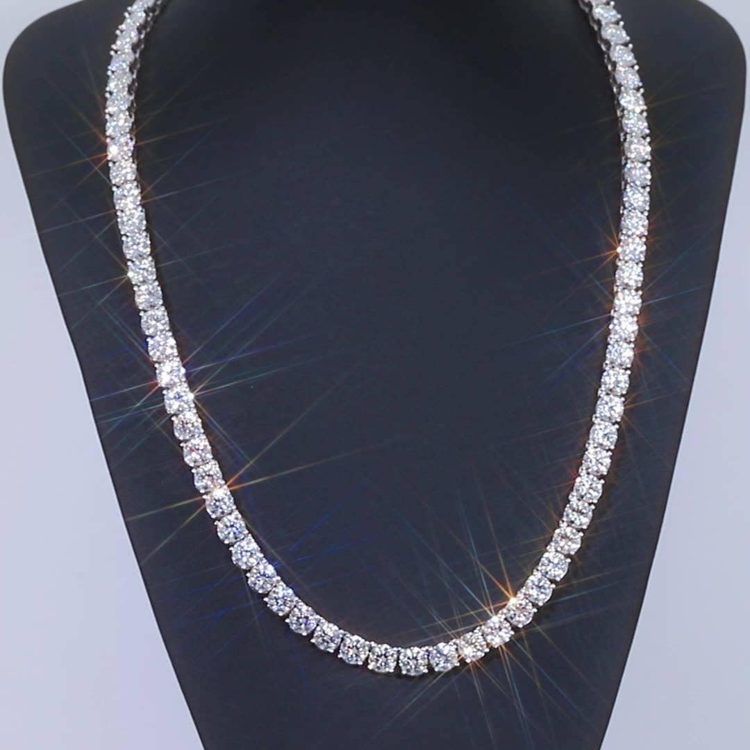 0.50 Carat Certified Moissanite Diamond Brilliant Round Cut VVS1 D Tennis Necklace White S925 Gold GRA Certified Best Quality GUARANTEED